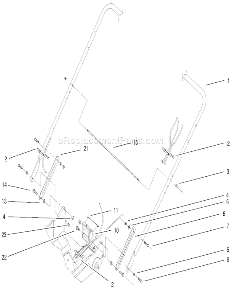 Handle Assembly Diagram and Parts List for 22045 200000001-200999999 - 2000 Toro Lawn Mower