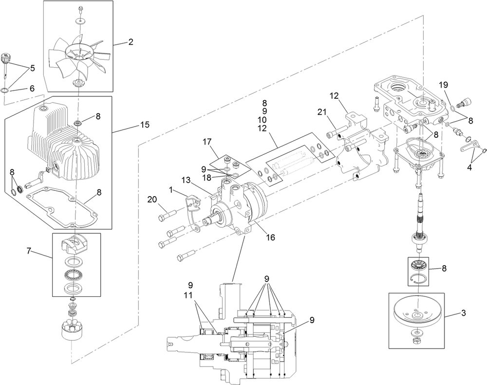 Lh Hydro Assembly Diagram and Parts List for 74938 (313000001-313999999)(2013) Toro Lawn Mower