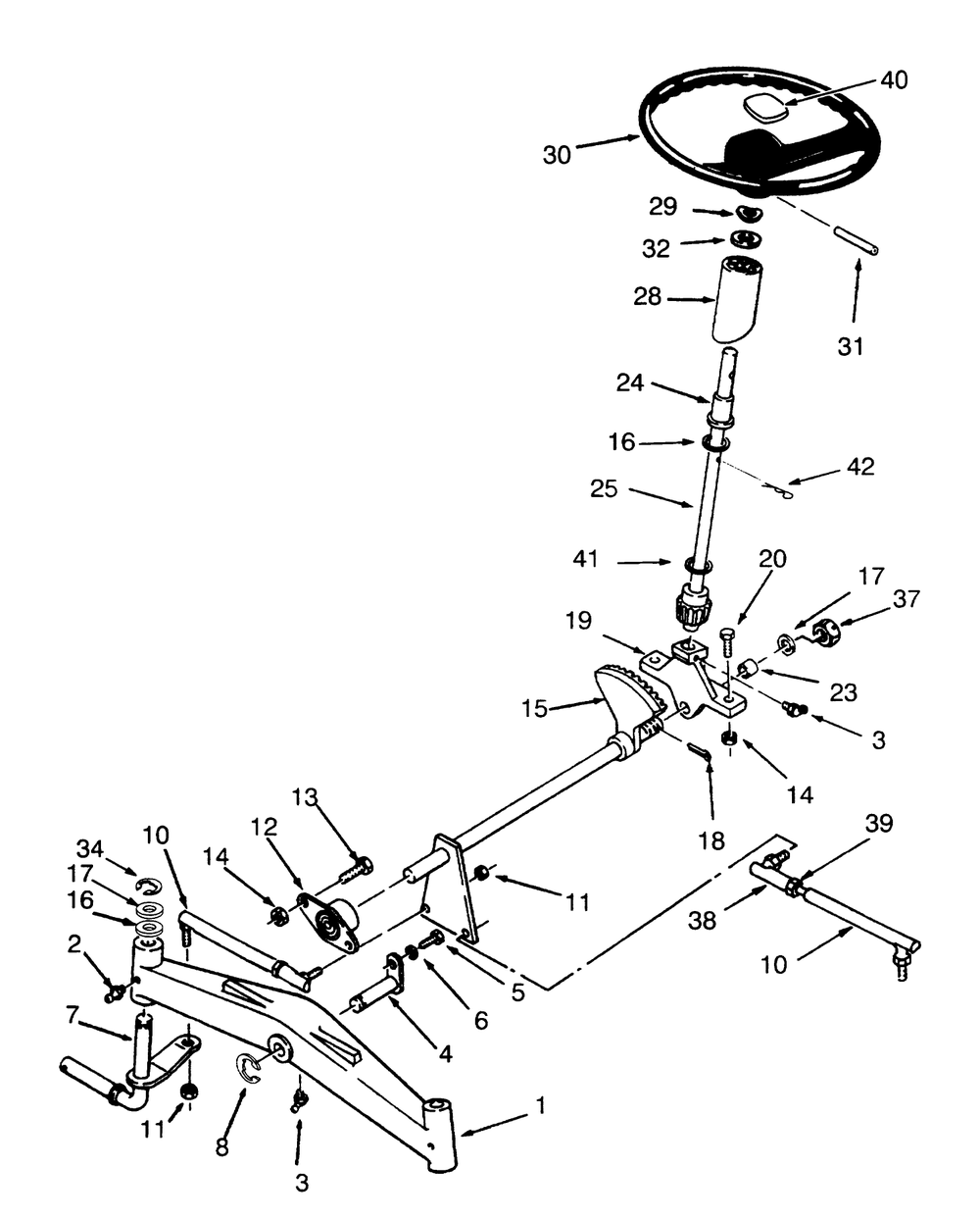 Front Axle And Steering Diagram and Parts List for 73400 3900001 - 3999999 Toro Lawn Tractor