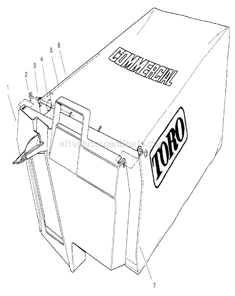Grass Bag Assembly Diagram and Parts List for 22140 790000001-799999999 - 1997 Toro Lawn Mower