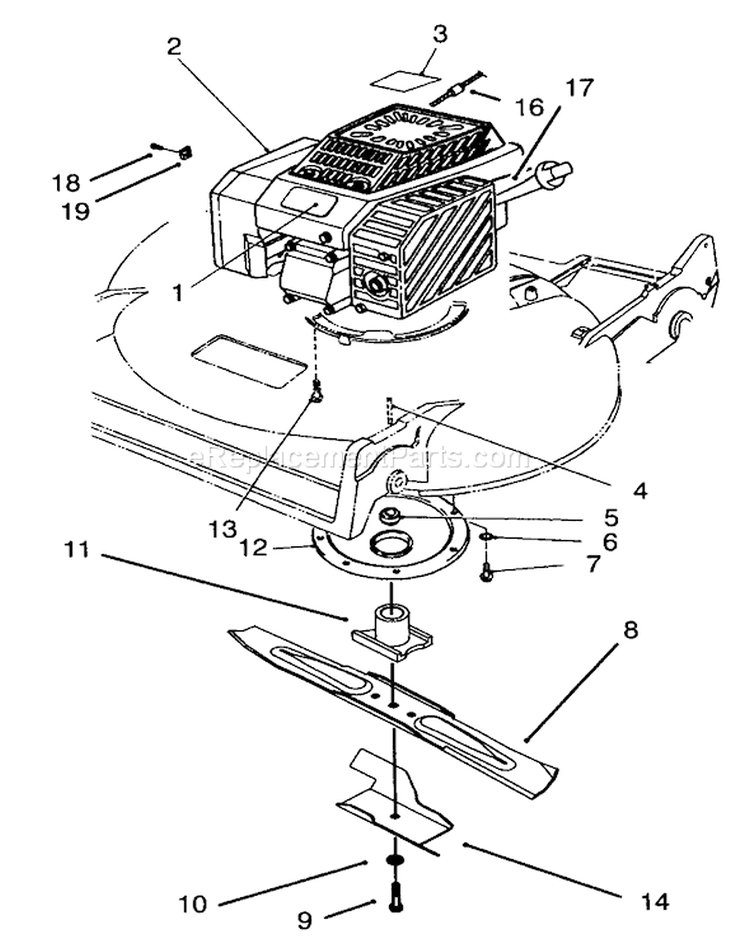 Engine Assembly Diagram and Parts List for 22145 5900001-5999999 - 1995 Toro Lawn Mower