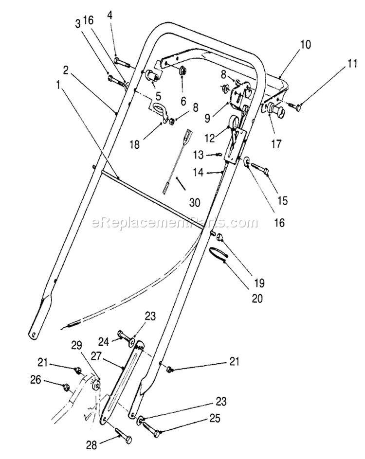 Handle Assembly Diagram and Parts List for 22145 5900001-5999999 - 1995 Toro Lawn Mower