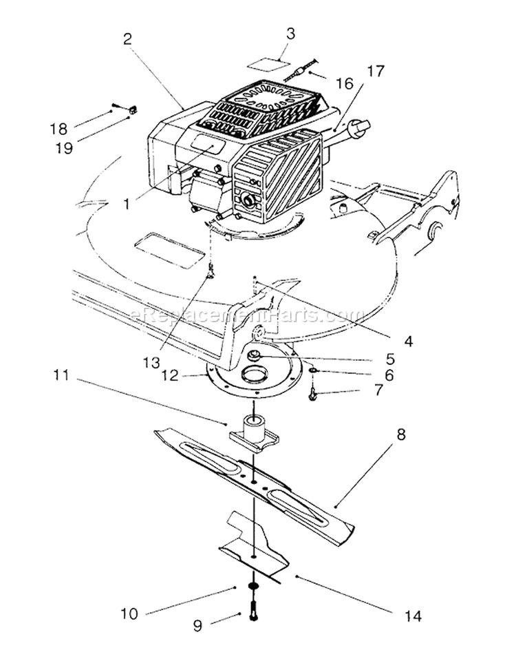 Engine Assembly Diagram and Parts List for 22145 69000001-69999999 - 1996 Toro Lawn Mower