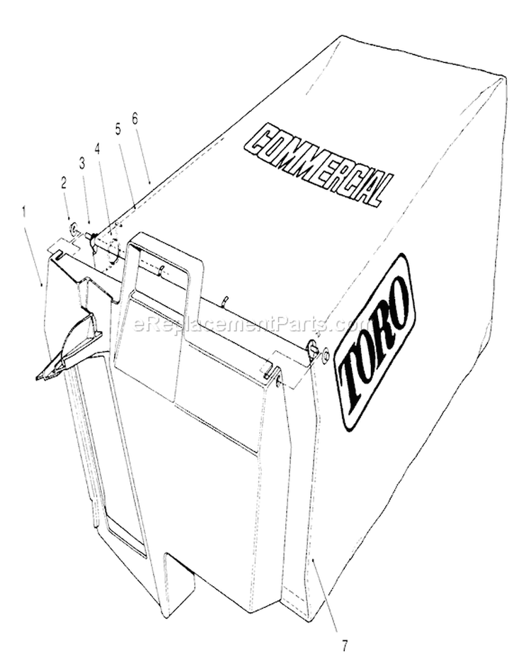 Grass Bag Assembly Diagram and Parts List for 22145 69000001-69999999 - 1996 Toro Lawn Mower