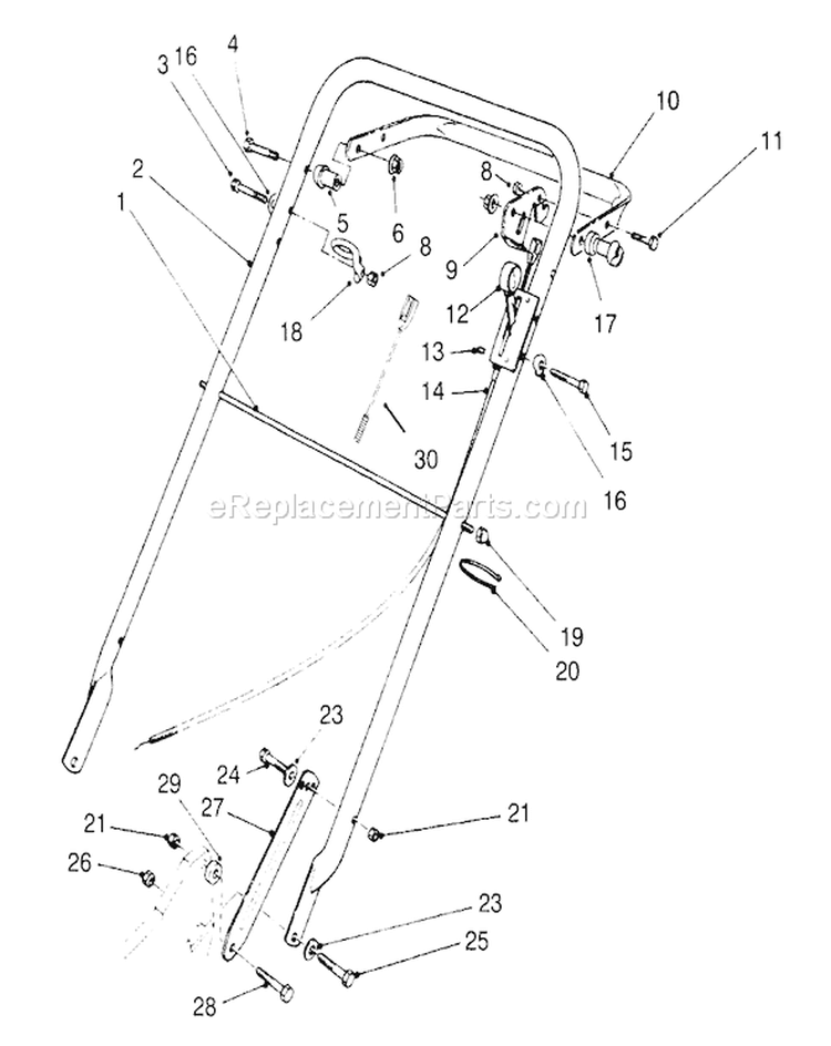 Handle Assembly Diagram and Parts List for 22145 69000001-69999999 - 1996 Toro Lawn Mower