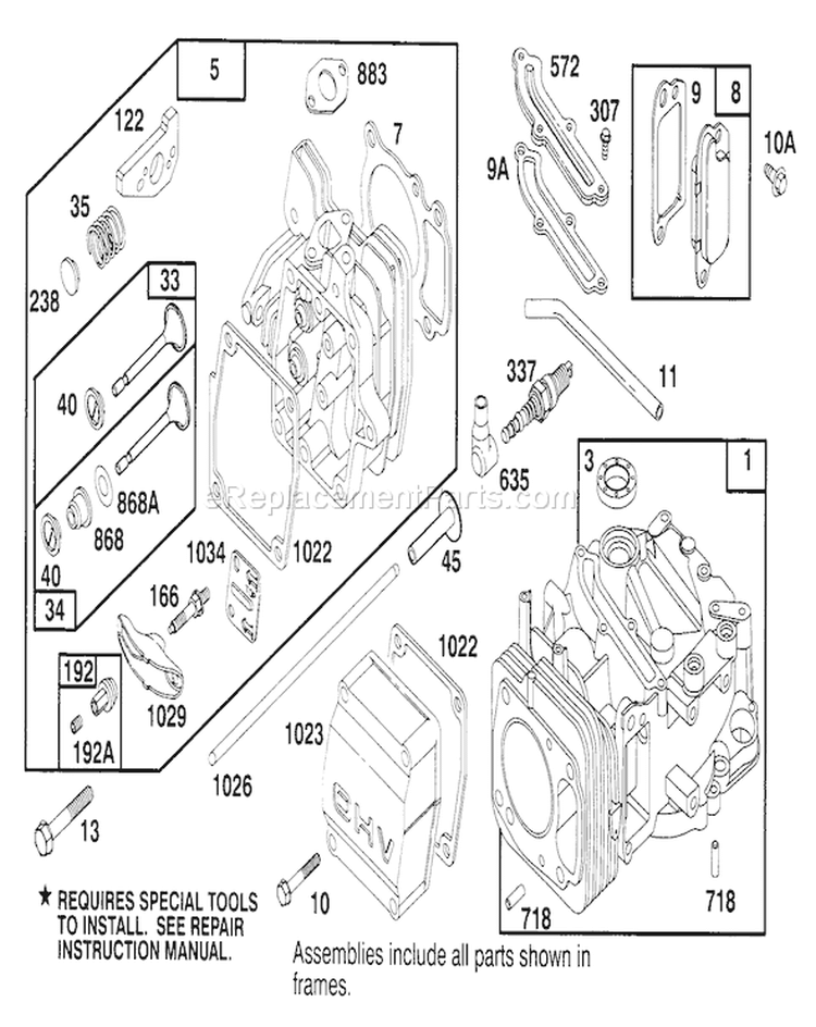 Engine Diagram and Parts List for 22145 69000001-69999999 - 1996 Toro Lawn Mower