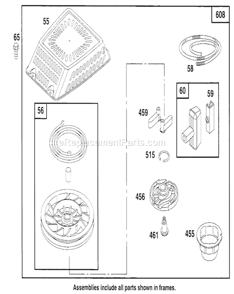 Page F Diagram and Parts List for 22145 69000001-69999999 - 1996 Toro Lawn Mower