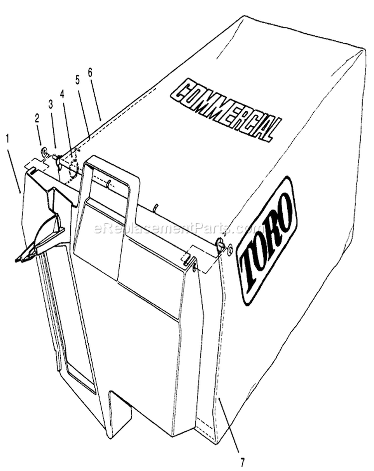 Grass Bag Assembly Diagram and Parts List for 22150 5900001-5999999 - 1995 Toro Lawn Mower