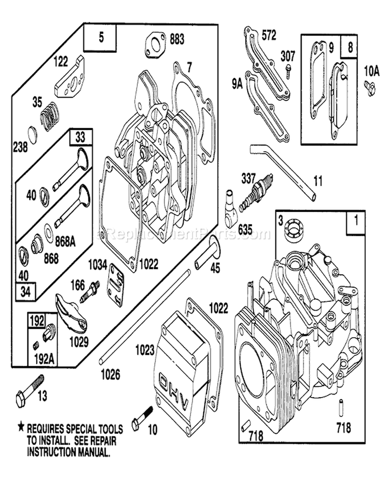 Engine Diagram and Parts List for 22150 5900001-5999999 - 1995 Toro Lawn Mower