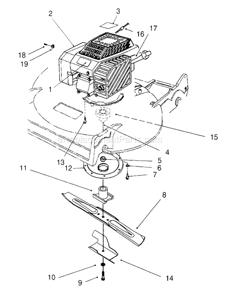 Engine Assembly Diagram and Parts List for 22150 6900001-6999999 - 1996 Toro Lawn Mower