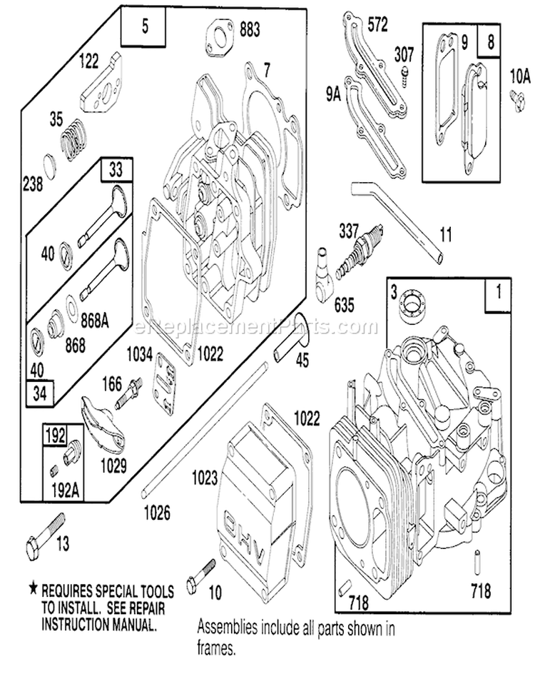 Engine Diagram and Parts List for 22150 6900001-6999999 - 1996 Toro Lawn Mower