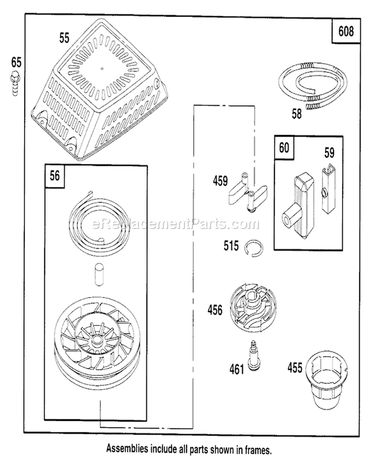 Page F Diagram and Parts List for 22150 6900001-6999999 - 1996 Toro Lawn Mower