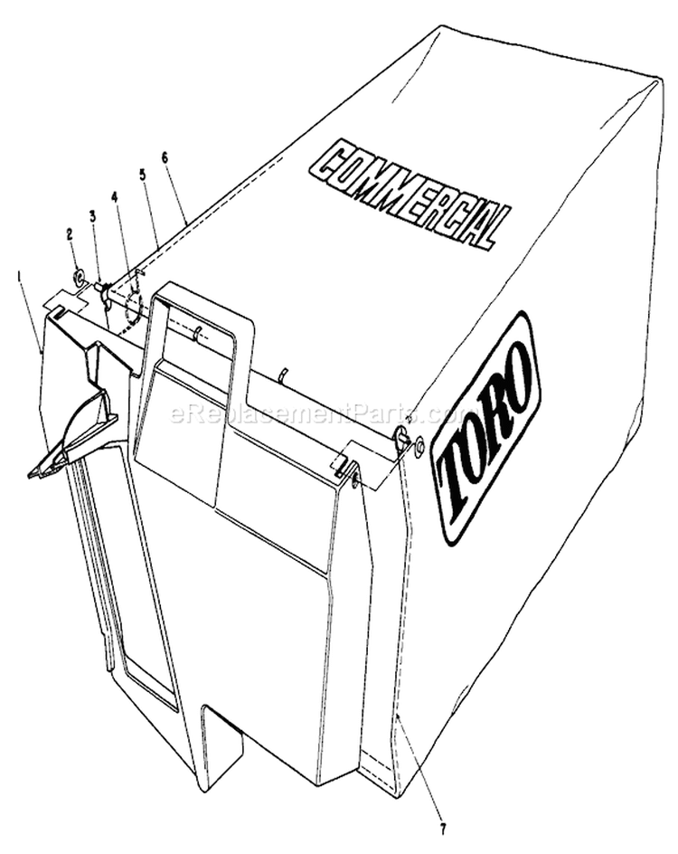 Grass Bag Assembly Diagram and Parts List for 22151 2000001-2999999 - 1992 Toro Lawn Mower