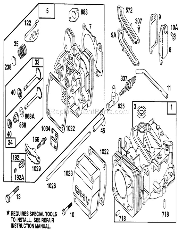 Engine Diagram and Parts List for 22151 2000001-2999999 - 1992 Toro Lawn Mower