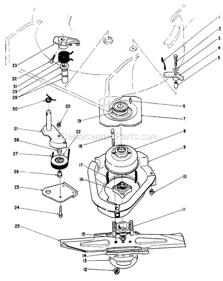 Blade Brake Clutch Assembly Diagram and Parts List for 22151 3900001-3900855 - 1993 Toro Lawn Mower