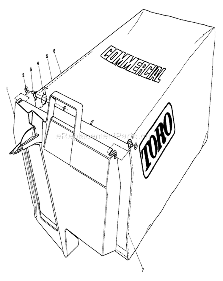 Grass Bag Assembly Diagram and Parts List for 22151 3900001-3900855 - 1993 Toro Lawn Mower