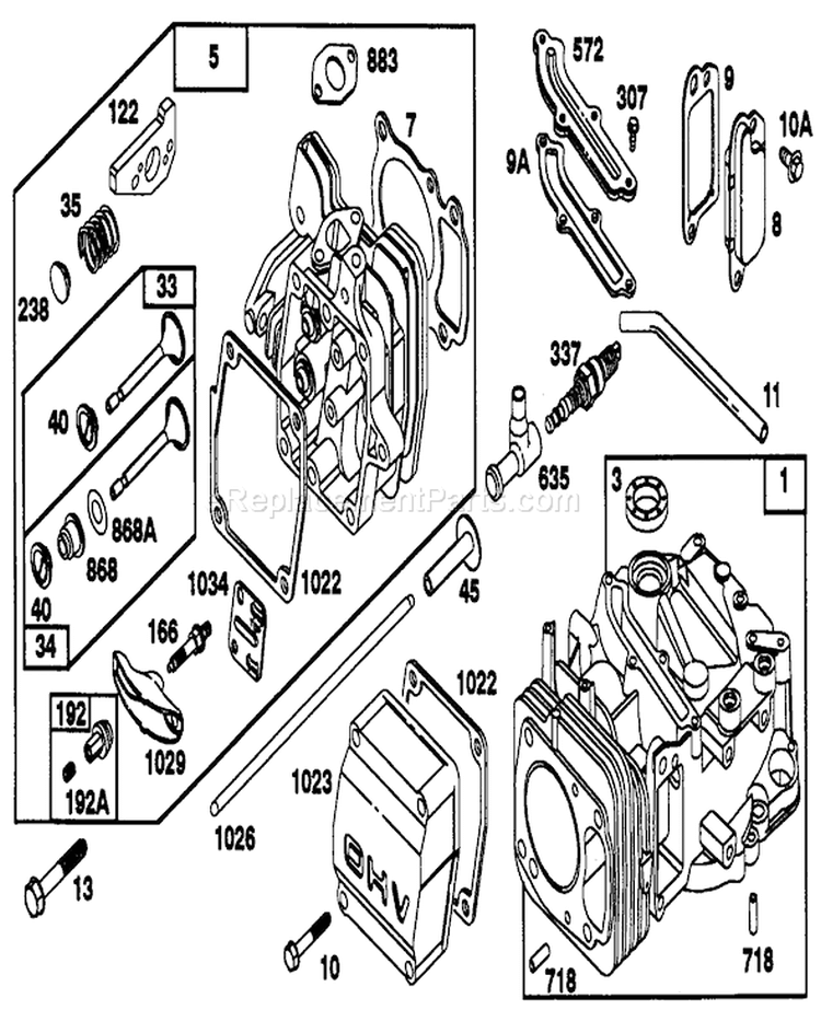 Engine Diagram and Parts List for 22151 3900001-3900855 - 1993 Toro Lawn Mower