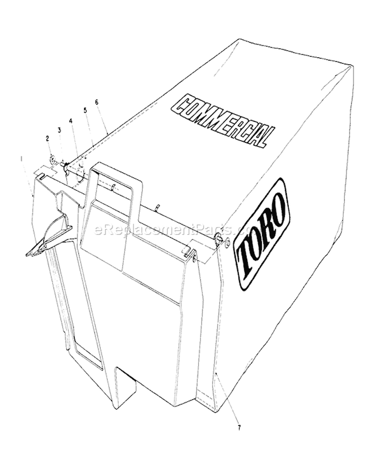 Grass Bag Assembly Diagram and Parts List for 22151 4900001-4999999 - 1994 Toro Lawn Mower