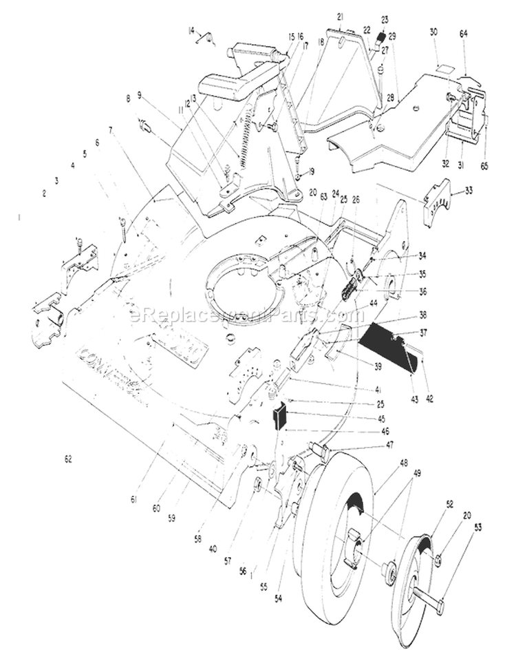 Housing Assembly Diagram and Parts List for 22151 4900001-4999999 - 1994 Toro Lawn Mower