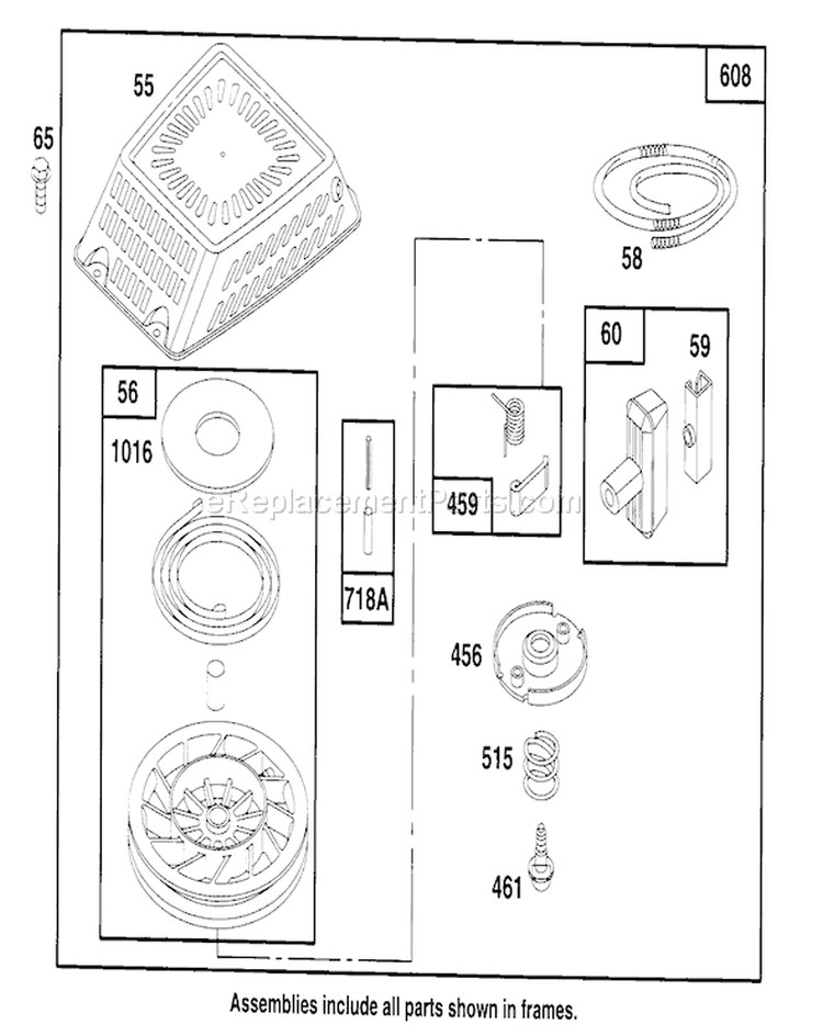 Page G Diagram and Parts List for 22151 4900001-4999999 - 1994 Toro Lawn Mower