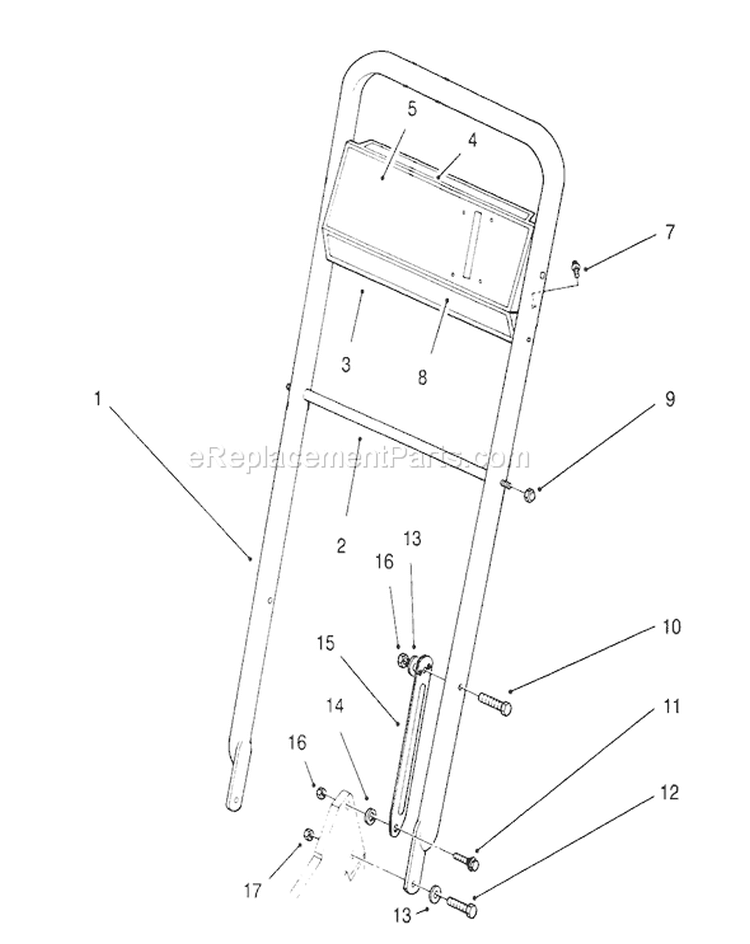 Handle Assembly Diagram and Parts List for 22151 6900001-6999999 - 1996 Toro Lawn Mower