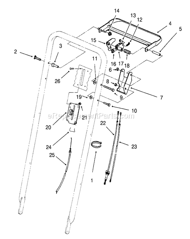 Traction Control Assembly Diagram and Parts List for 22151 6900001-6999999 - 1996 Toro Lawn Mower