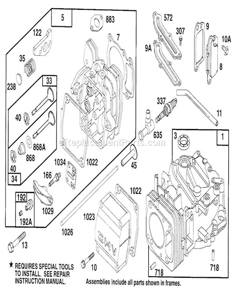 Engine Diagram and Parts List for 22151 6900001-6999999 - 1996 Toro Lawn Mower
