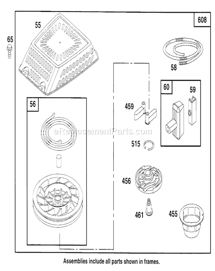 Page G Diagram and Parts List for 22151 6900001-6999999 - 1996 Toro Lawn Mower