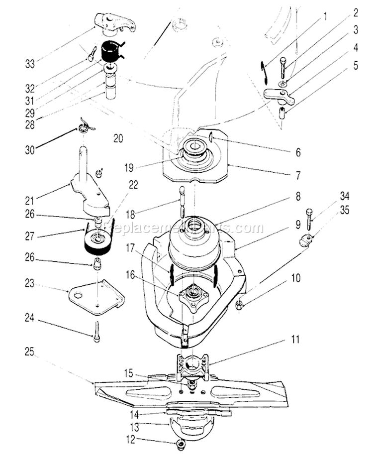 Blade Brake Clutch Assembly Diagram and Parts List for 22153BC 5900001-5999999 - 1995 Toro Lawn Mower