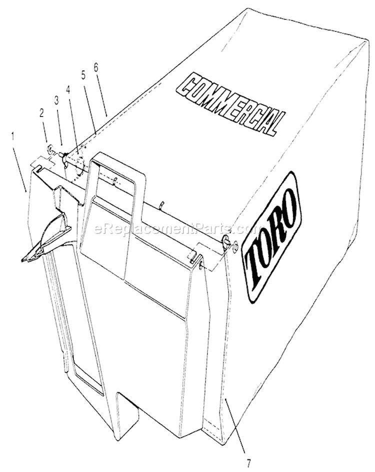 Grass Bag Assembly Diagram and Parts List for 22153BC 5900001-5999999 - 1995 Toro Lawn Mower