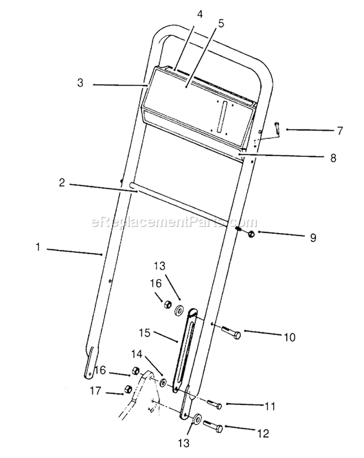 Handle Assembly Diagram and Parts List for 22153BC 5900001-5999999 - 1995 Toro Lawn Mower