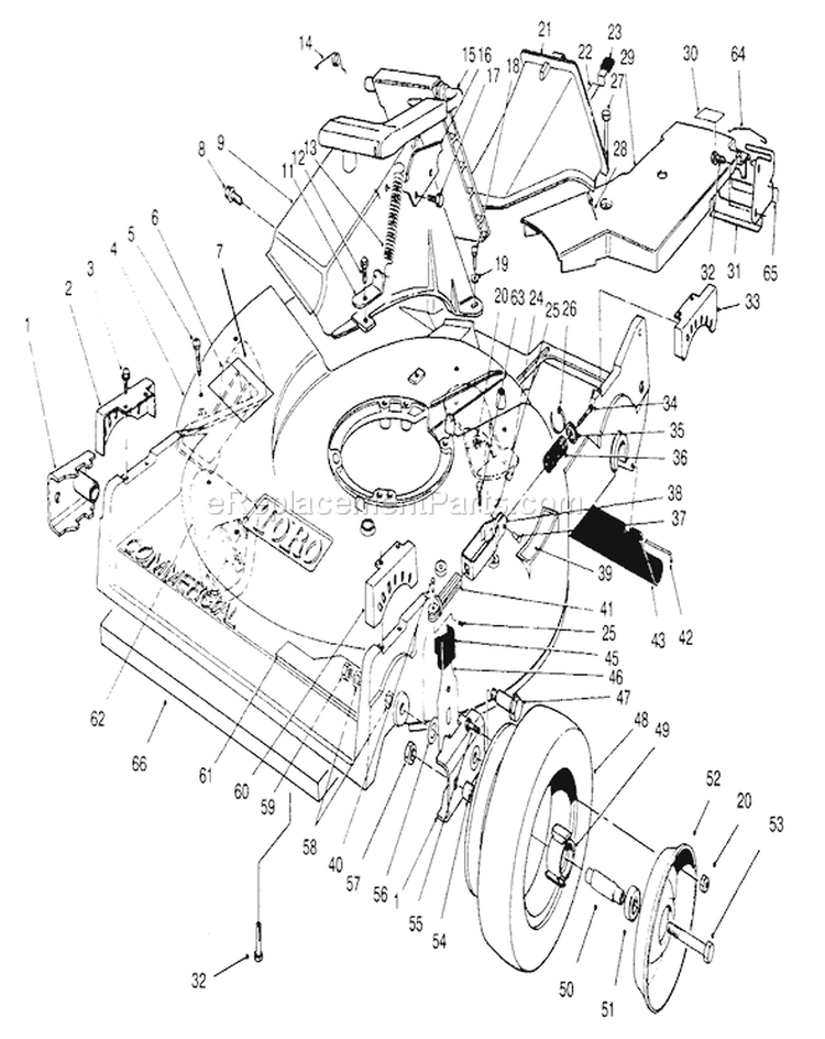 Housing Assembly Diagram and Parts List for 22153BC 5900001-5999999 - 1995 Toro Lawn Mower
