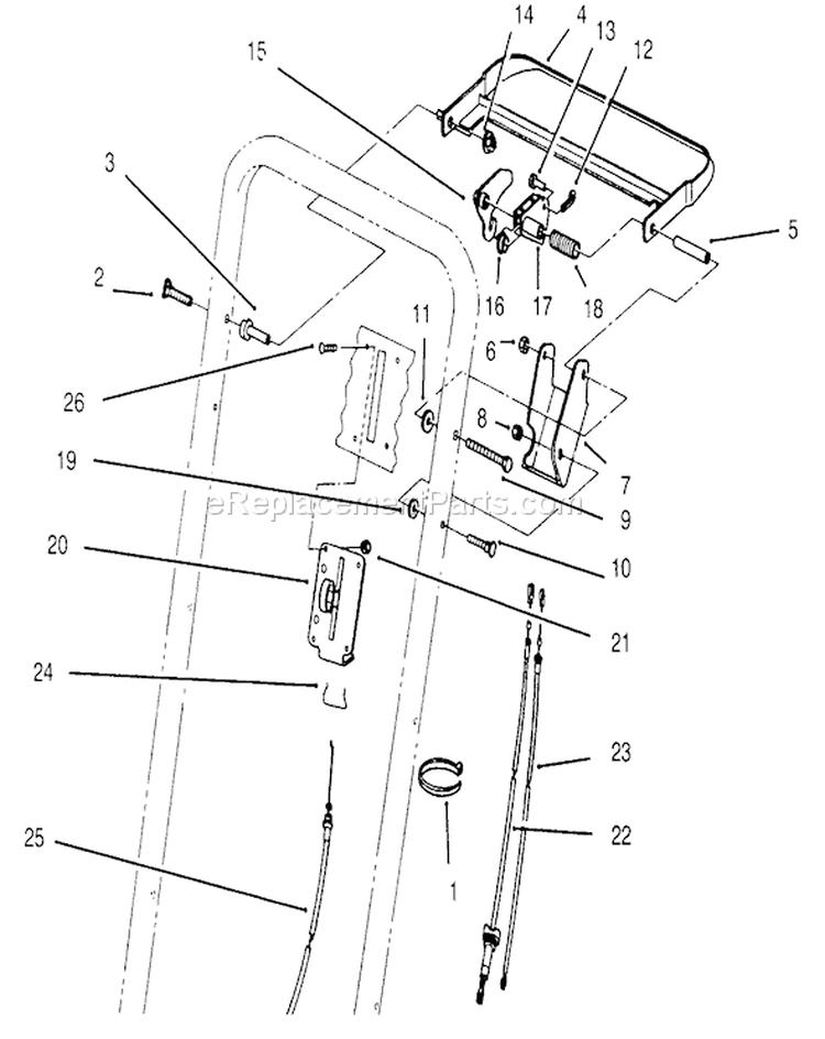 Traction Control Assembly Diagram and Parts List for 22153BC 5900001-5999999 - 1995 Toro Lawn Mower