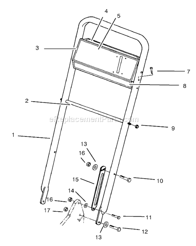 Handle Assembly Diagram and Parts List for 22154 7900001-7999999 - 1997 Toro Lawn Mower