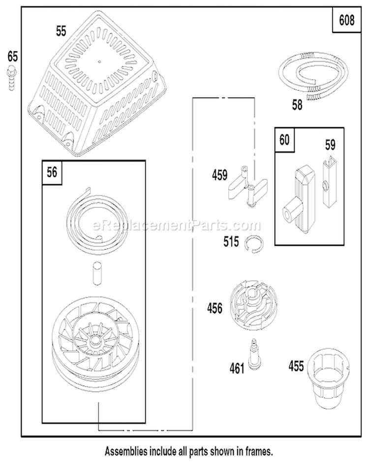 Page G Diagram and Parts List for 22154 7900001-7999999 - 1997 Toro Lawn Mower
