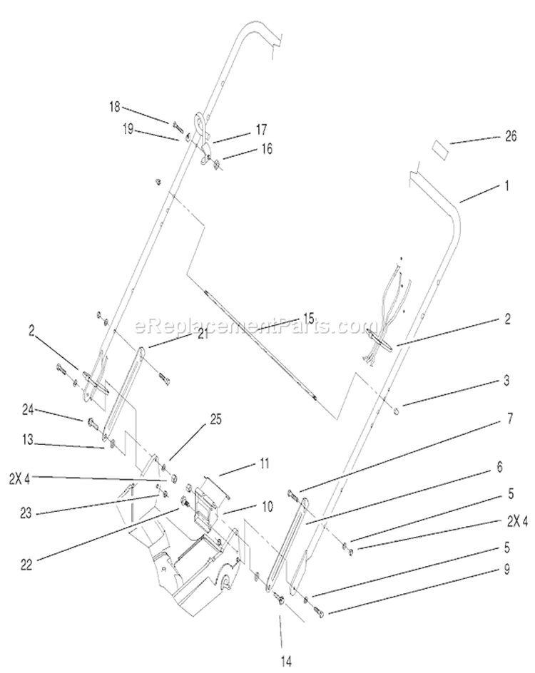 Handle Assembly Diagram and Parts List for 22157 230000001-230999999 - 2003 Toro Lawn Mower