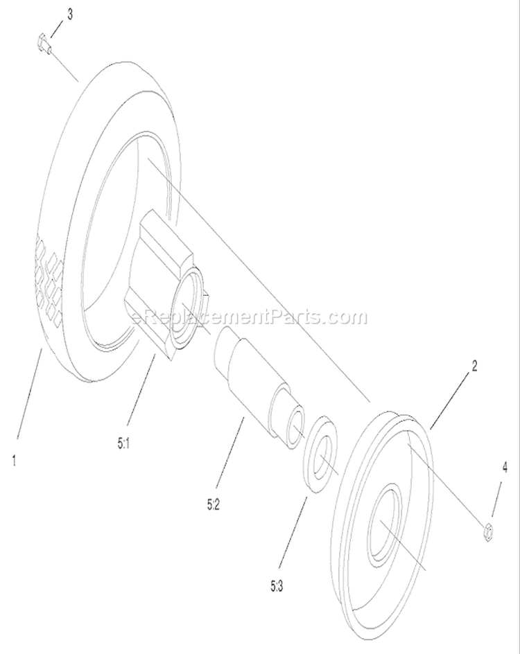 Wheel and Tire Assembly Diagram and Parts List for 22157 230000001-230999999 - 2003 Toro Lawn Mower
