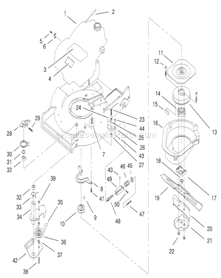 Blade Brake Clutch Assembly Diagram and Parts List for 22157 8900001-8999999 - 1998 Toro Lawn Mower