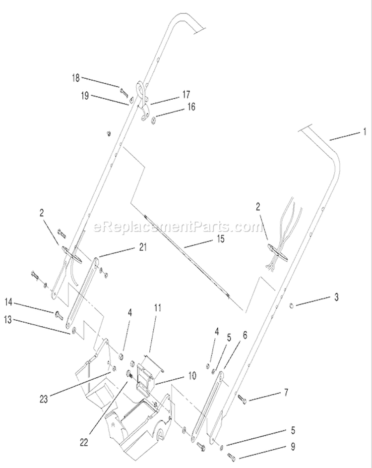 Handle Assembly Diagram and Parts List for 22157 220000001-220999999 - 2002 Toro Lawn Mower