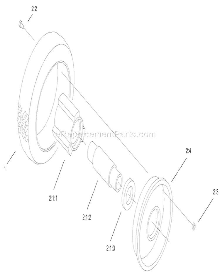 Front Wheel Assembly Diagram and Parts List for 22158 200000001-200999999 - 2000 Toro Lawn Mower