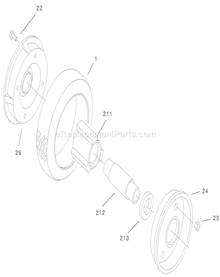 Rear Wheel Assembly Diagram and Parts List for 22158 200000001-200999999 - 2000 Toro Lawn Mower