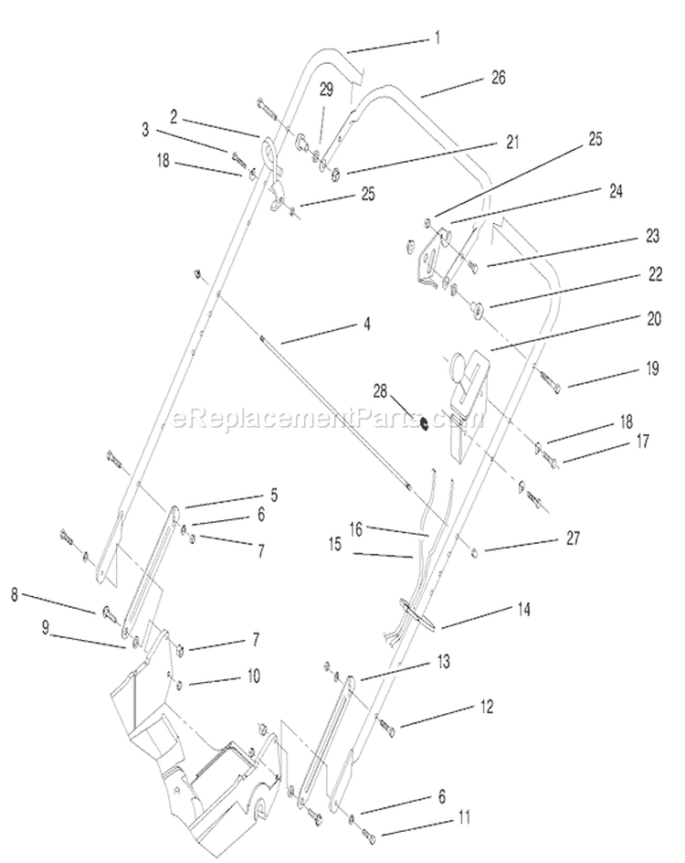 Handle Assembly Diagram and Parts List for 22160 200000001-200999999 - 2000 Toro Lawn Mower