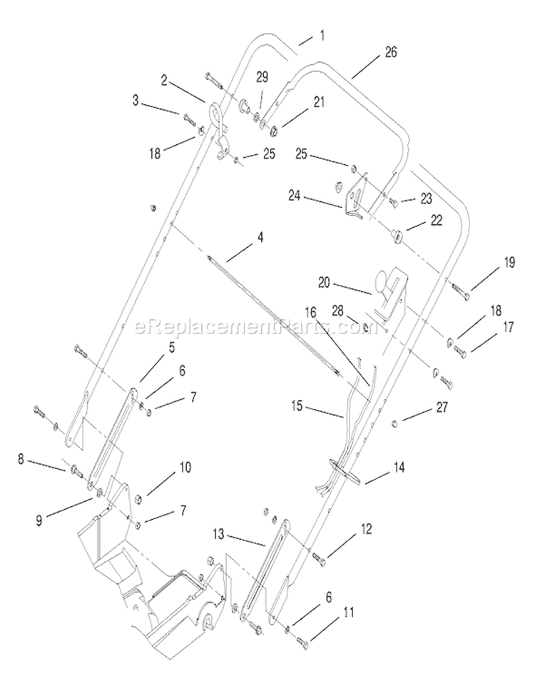 Handle Assembly Diagram and Parts List for 22160 8900001-8999999 - 1998 Toro Lawn Mower