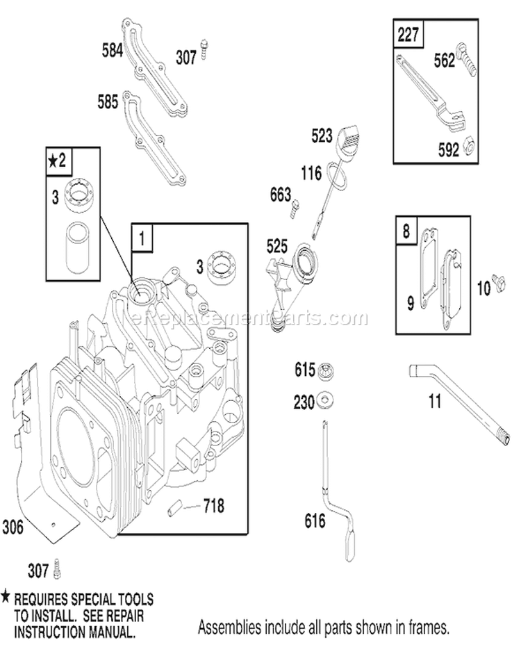 Engine Diagram and Parts List for 22160 8900001-8999999 - 1998 Toro Lawn Mower