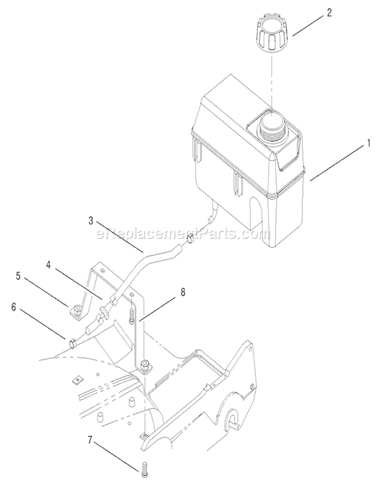 Gas Tank Assembly Diagram and Parts List for 22161 200000001-200999999 - 2000 Toro Lawn Mower