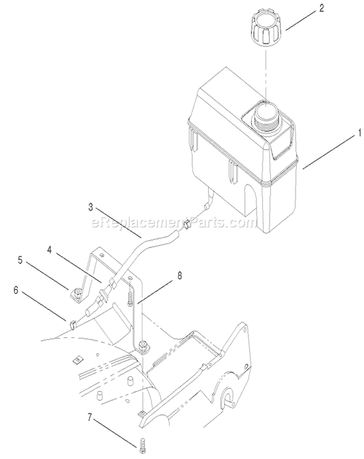 Gas Tank Assembly Diagram and Parts List for 22161 210000001-210999999 - 2001 Toro Lawn Mower