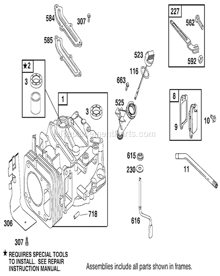 Engine Diagram and Parts List for 22161 210000001-210999999 - 2001 Toro Lawn Mower