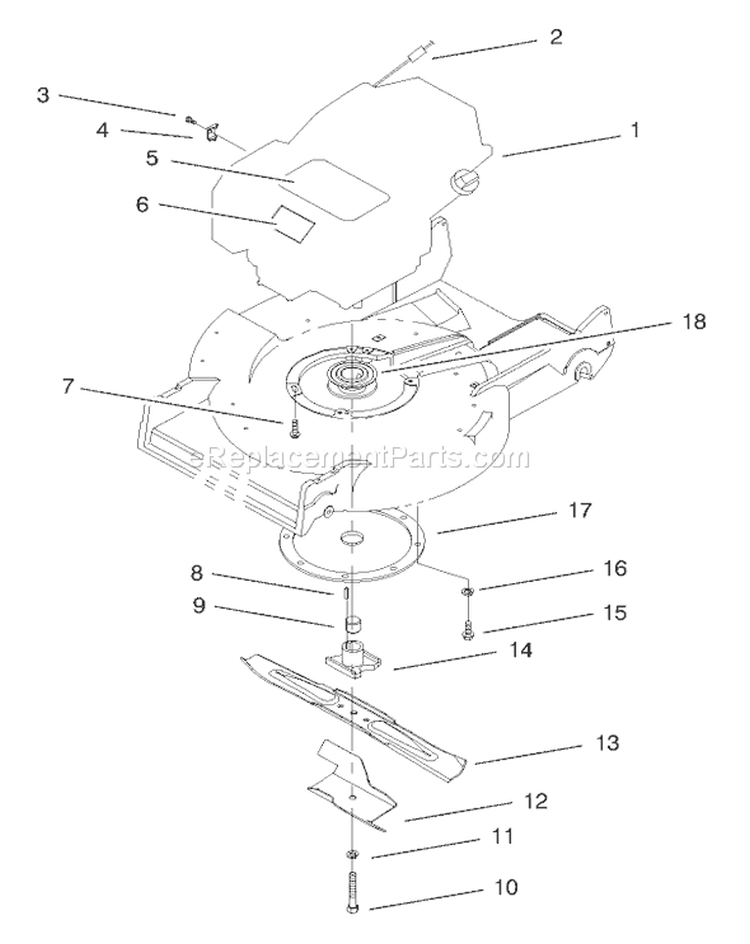 Engine and Blade Assembly Diagram and Parts List for 22161 8900001-8999999 - 1998 Toro Lawn Mower