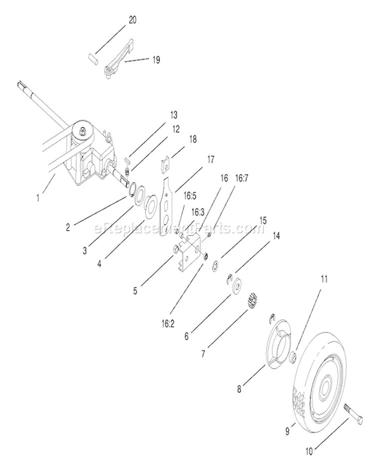 Gear Case and Rear Wheel Assembly Diagram and Parts List for 22161 8900001-8999999 - 1998 Toro Lawn Mower