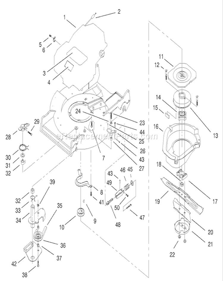 Blade Brake Clutch Assembly Diagram and Parts List for 22162 200000001-200999999 - 2000 Toro Lawn Mower